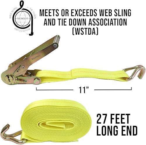 Miniatura 2 de Boxer Herramienta 1 paquete de correa de trinquete de amarre de 2 pulgadas x 27 pies ganchos en J gemelos  Resistencia a la rotura 10,000 libras