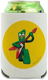 Gumby Playing Guitar Rock and Roll Can Cooler - Drink Sleeve Hugger Collapsible Insulator - Beverage Insulated Holder