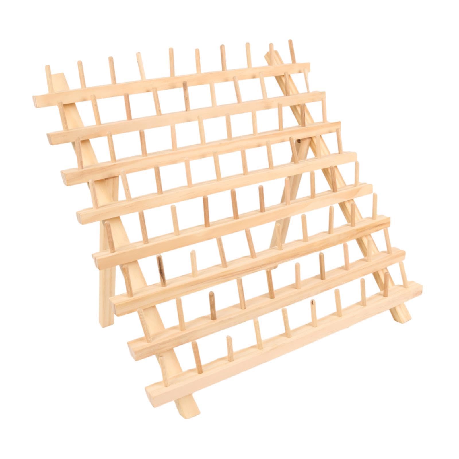Colcolo Estante de Hilo de Madera con Ganchos para Colgar, portátil, de fácil instalación, Estable, para Accesorios de Costura, Organizador de Soporte de Hilo, 80 Carretes