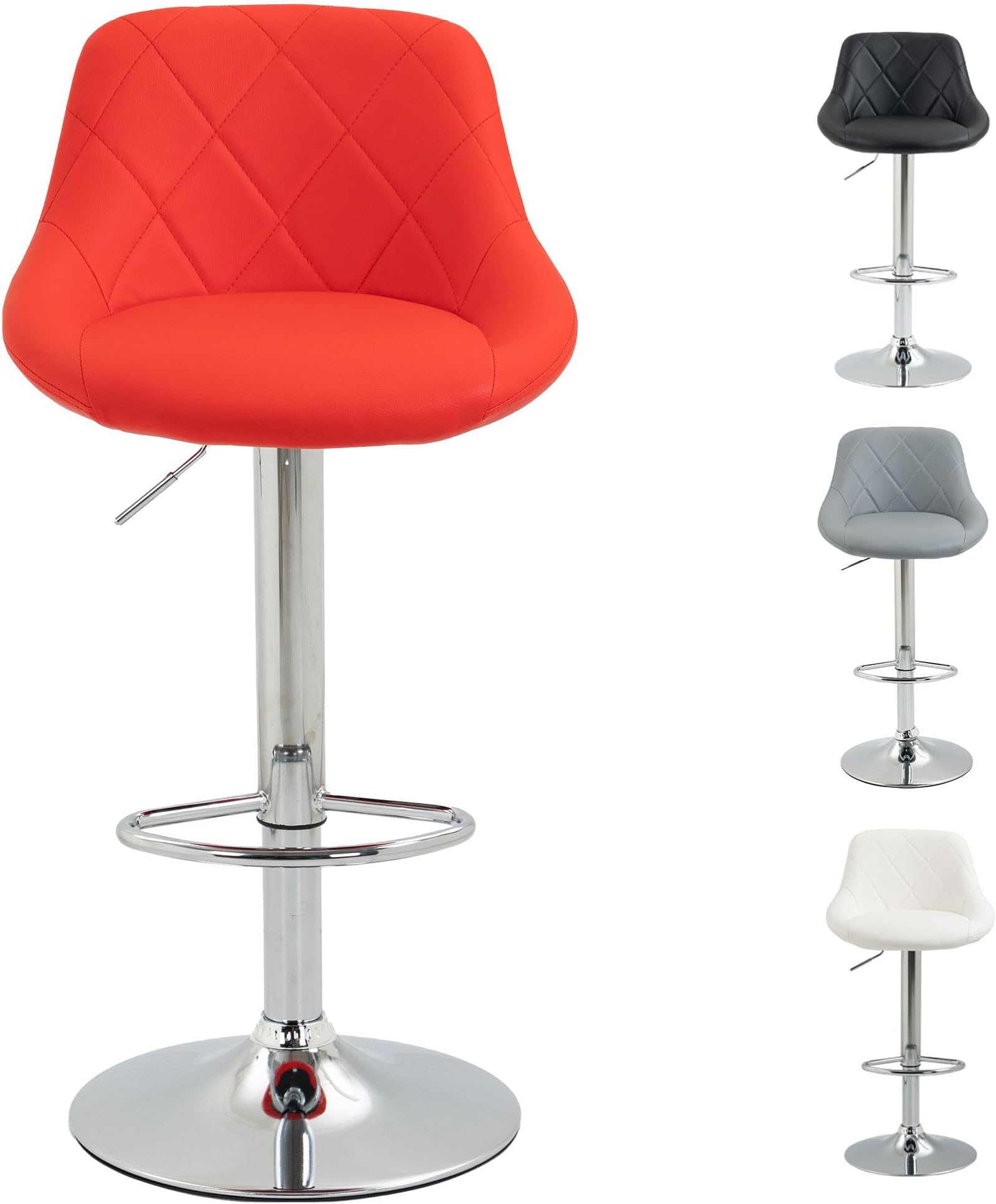 SG Traders Bar Stools, Adjustable Swivel Gas Lift, Footrest, and Base Designed for Comfort and Sophistication, Stylish Comfortable Seating for Your Kitchen or Dining Room (1 PC, Red)