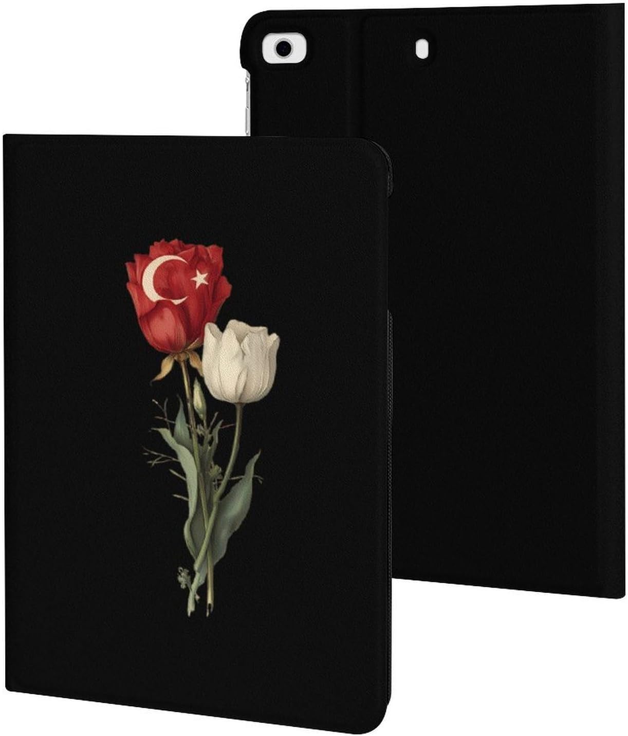 Vintage Turkish Flag Rose Fashion Case Protective Cover Adjustable Stand Mini 1/2/3/4/5 (7.9in)