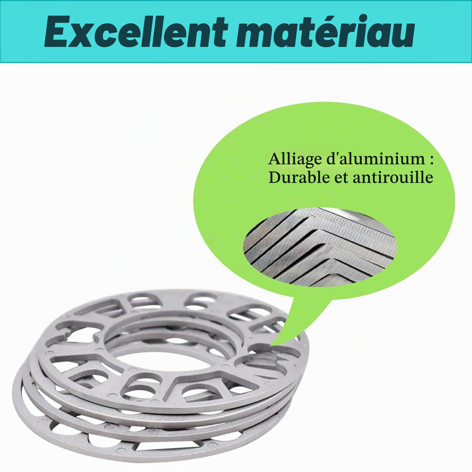 Lot de 4 entretoises de roue de voiture, 6 trous - Rondelles d'écartement universelles - Rondelles d'écartement en alliage d'aluminium (6 mm)