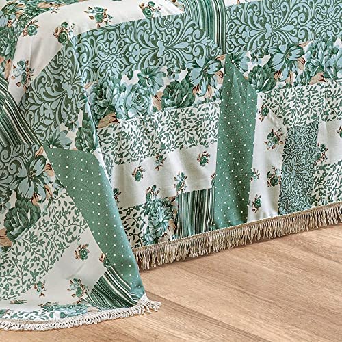 Cobre Leito La Bella Colcha Casal Padrão Tecido Estampado Com 03 Peças Patchwork Menta