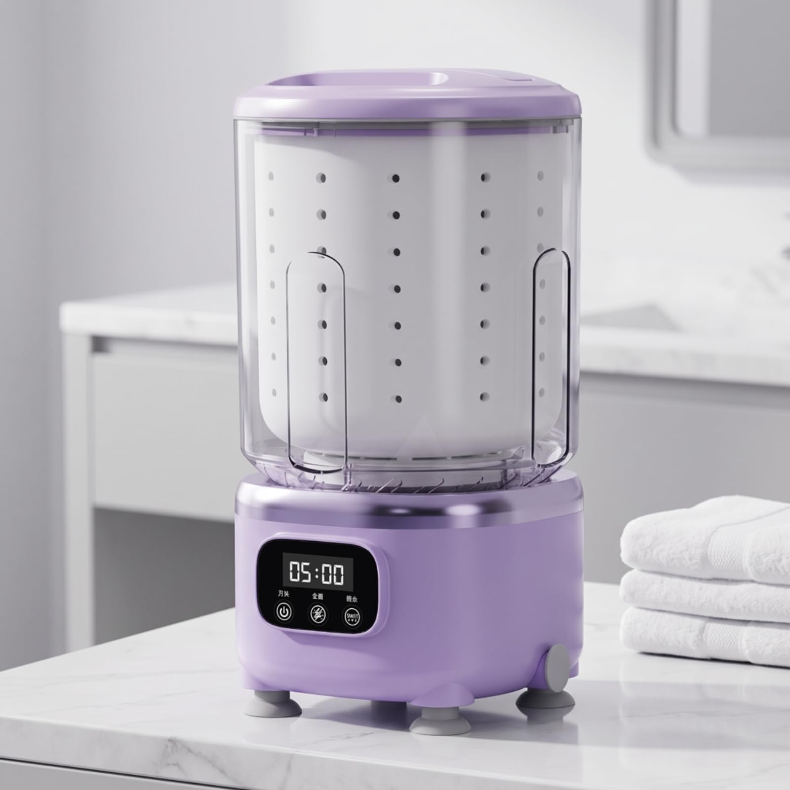 Portable Laundry Machine Mini Lavatrice Portatile Automatica Asciugatrice Centrifuga Carico Ridotto Controllo Touch Pannello Digitale Vasca Superiore, 暗紫罗兰