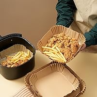 Vista 6 de Forros desechables para freidora de aire. 100 piezas de papel pergamino de pulpa virgen para freidora de aire de 4 a 6 cuartos de galón. Grado