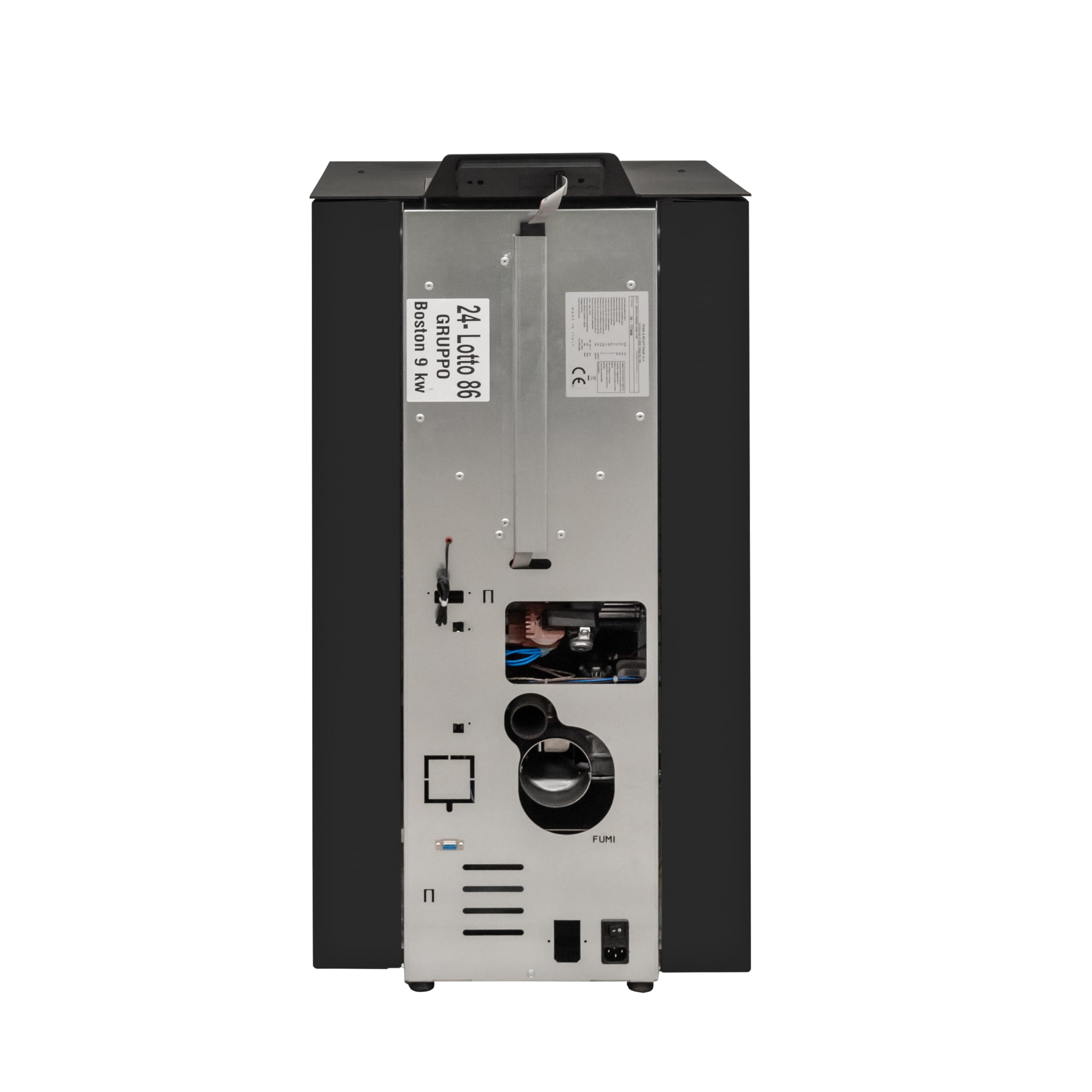 STUFE A PELLET ITALIA Qubo - Estufa de aire ventilada de 9 kW, eficiencia 91%, calienta 80 m², autonomía 21 h, programable, diseño compacto, 5 velocidades y potencia, color negro