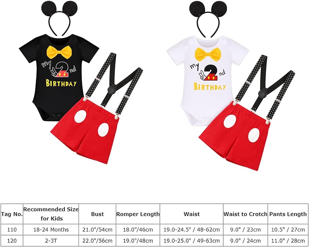 IMEKIS Baby Boys 1st 2nd Birthday Outfit Bowtie Romper with Suspenders Red Shorts Headband Sets Cake Smash Photo Shoot