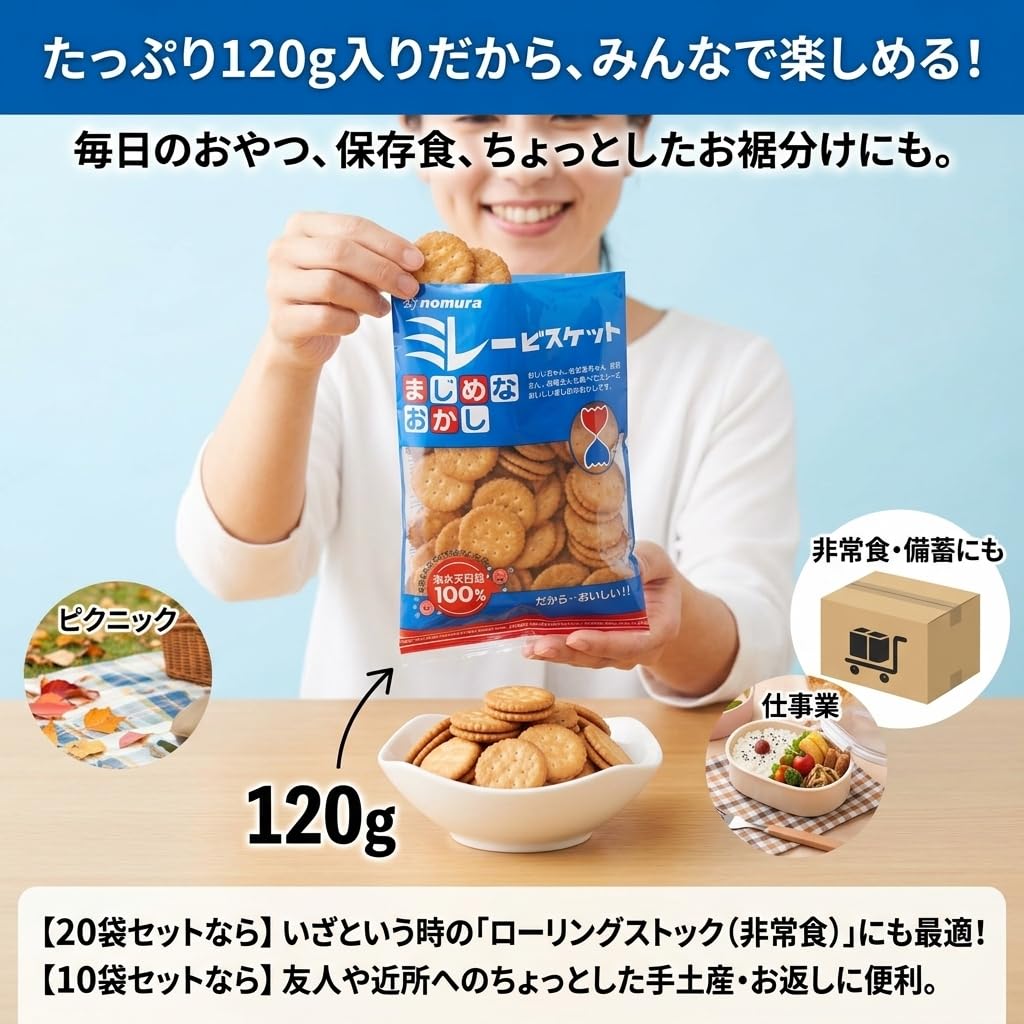 野村煎豆加工店 ミレービスケット まじめなおかし 450g 8個セット Amazon.co.jp: 野村煎豆加工店 まじめミレービスケット 1袋120g入り×10