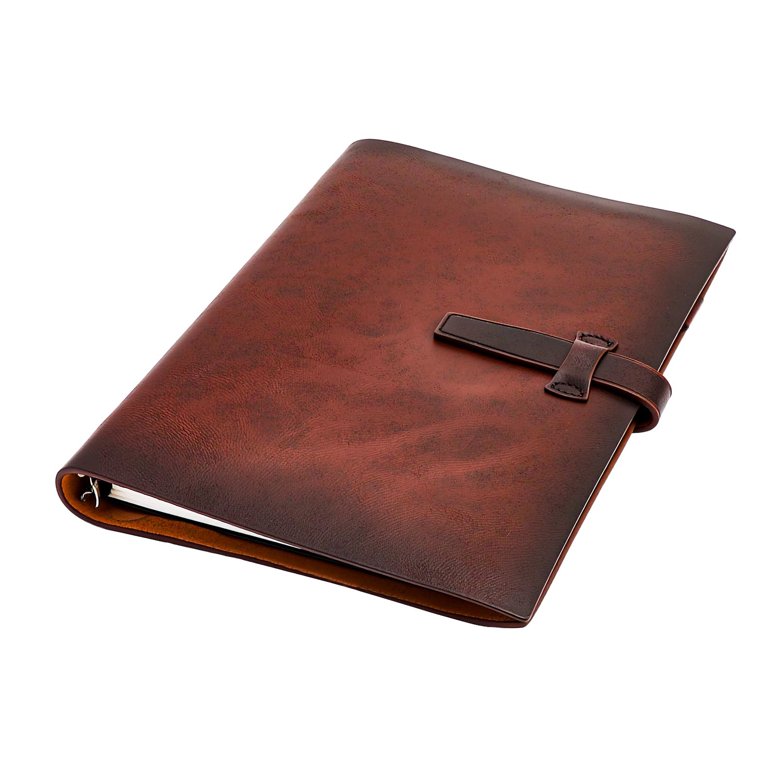 Kołonotatnik A5, notatnik z klapką z ekoskóry, kołonotatnik do uzupełnienia A5, skórzany pamiętnik 200 stron, organizer biznesowy 23 x 17 cm