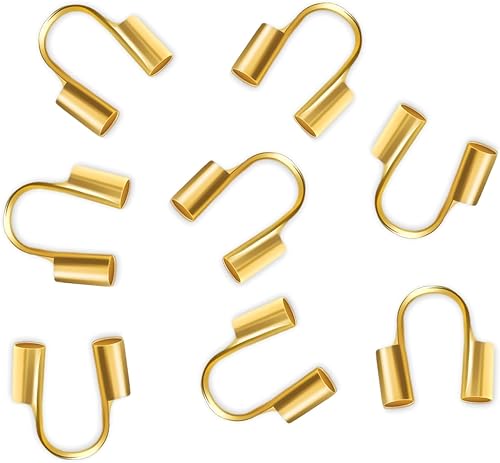 100 protectores de alambre de latón, protectores de alambre de metal de latón chapado en oro de 18 quilates para fabricación de joyas, bucles