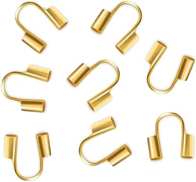 100 Pcs 18K Gold Plated Brass Metal Wire Protector for Jewelry Making | U Shape Wire Guardian Loops for Earring Necklace Bracelet Making