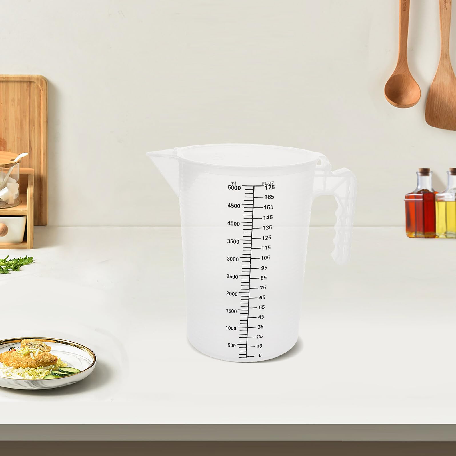 Veemoon Caraffa Graduata con Coperchio Antipolvere Contenitore Graduato in Alimentare Trasparente per Uso Commerciale in Negozi di Tè e Cucine Aperte