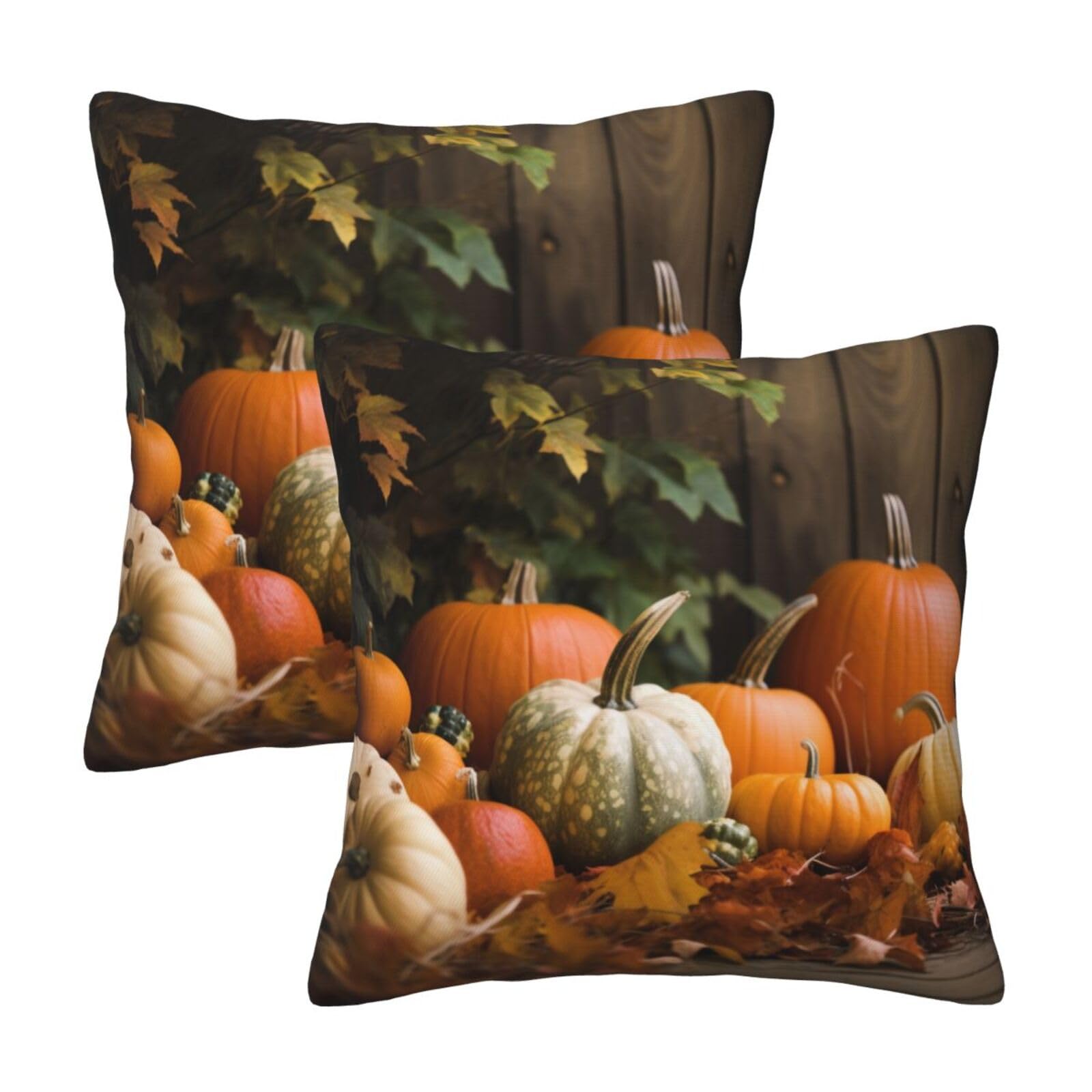 Outdoor Leaves Art Throw Pillow Cases 2 Pack Square Pillowcases Soft Pillow Protectors for Couch Livingroom Sofa Bed Office Car,45x45 CM