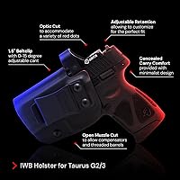Vista 2 de GRITR IWB Kydex - Funda para pistola de mano izquierda compatible con Taurus G2/G3 con clip de cinturón de 1.5 pulgadas, parte inferior abierta