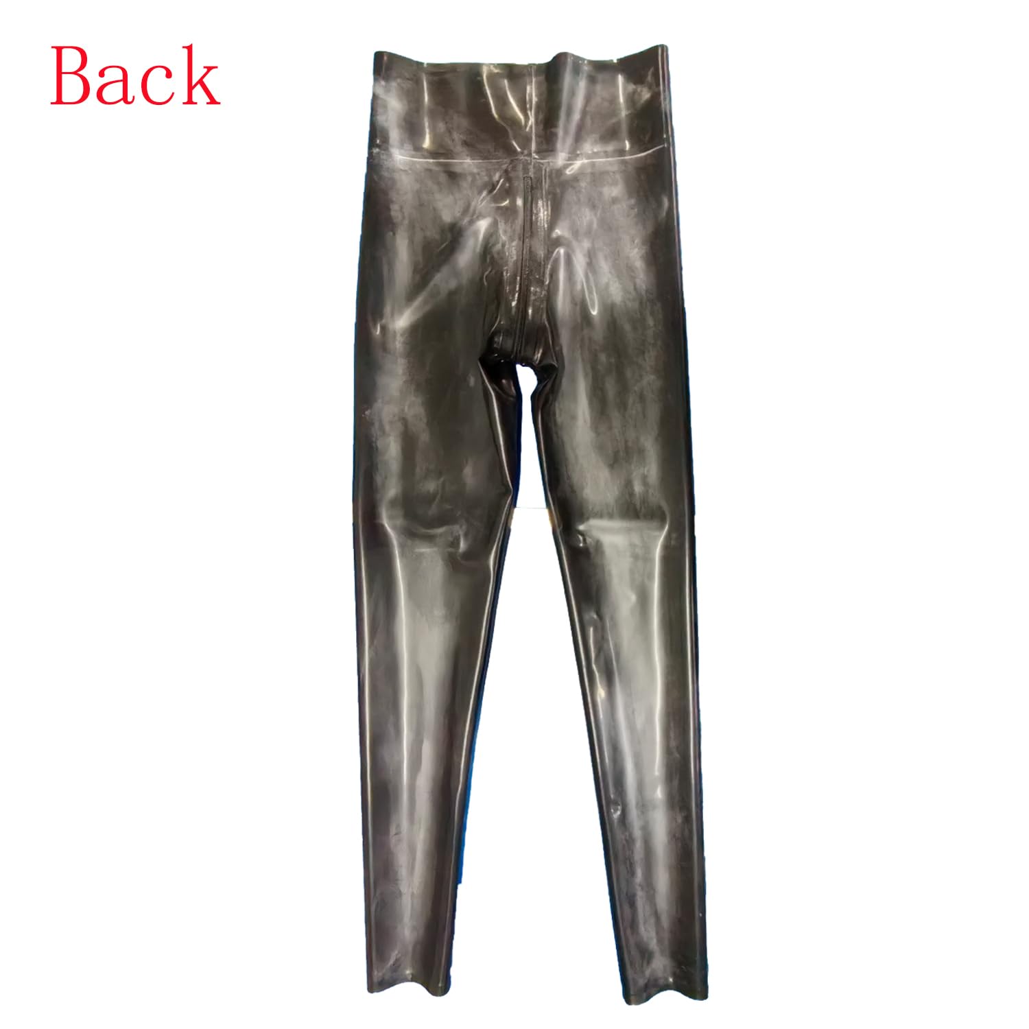 Leggings in Lattice a Forma di U a Vita Alta Nero,Pantaloni in Gomma da Donna con Cerniera sul Cavallo Fatto a Mano