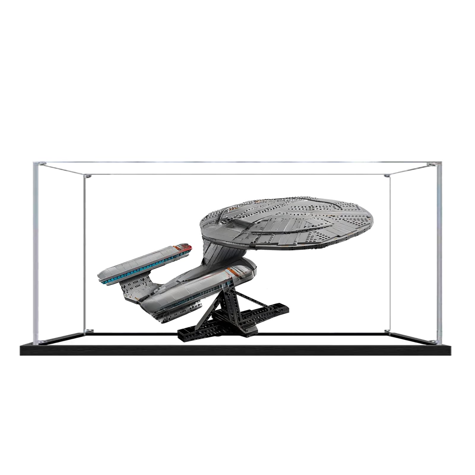 Acrylic Display Case for Star Trek: U.S.S. Enterprise NCC-1701-D for Lego 10356, Transparent Dustproof Storage Box (Model Not Included) (Mirror 2MM)