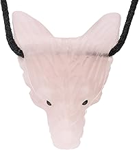 Lebensquelle Plus Pendentif en forme de tête de loup en pierre précieuse | Pendentif animal loup | Pendentif percé avec bracelet en cuir, Pierre précieuse