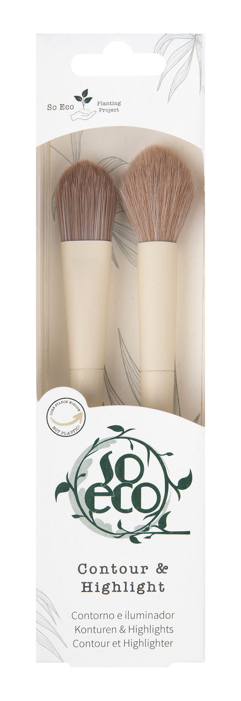 So Eco Contour & Highlight Brush Duo - Vegan & Cruelty-Free 2-Piece Face Brush Kit for Sculpting & Highlighting, Soft Synthetic Bristles, Birchwood Handles
