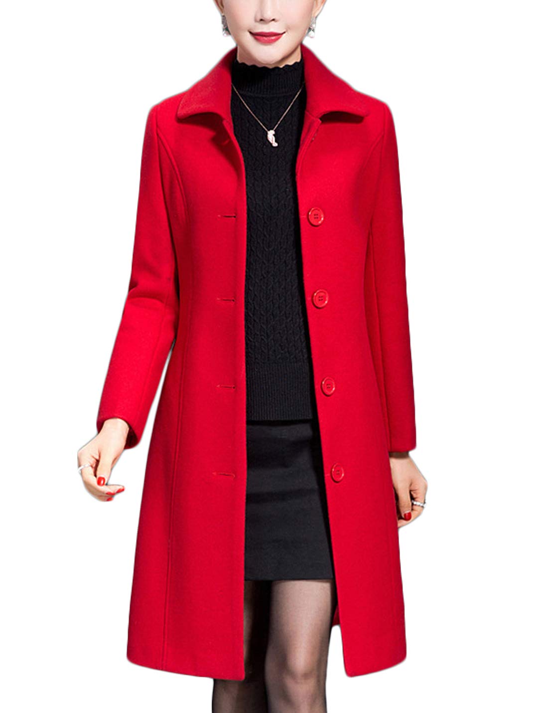 Women's Wool Trench Coat Winter Long Thick Overcoat Walker Coats