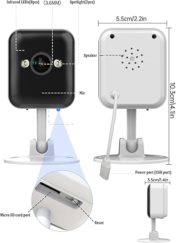 Miniatura 8 de JOOAN Cámara de seguridad al aire libre de 3MP WiFi 2.4G WiFi y Bluetooth y noche de color para seguridad en el hogar, bebé, mascota, IP66,
