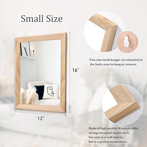 Miniatura 2 de AAZZKANG Espejos rústicos para pared, espejo rectangular con marco de madera, decorativo para granja, dormitorio, baño, sala de estar, pequeño