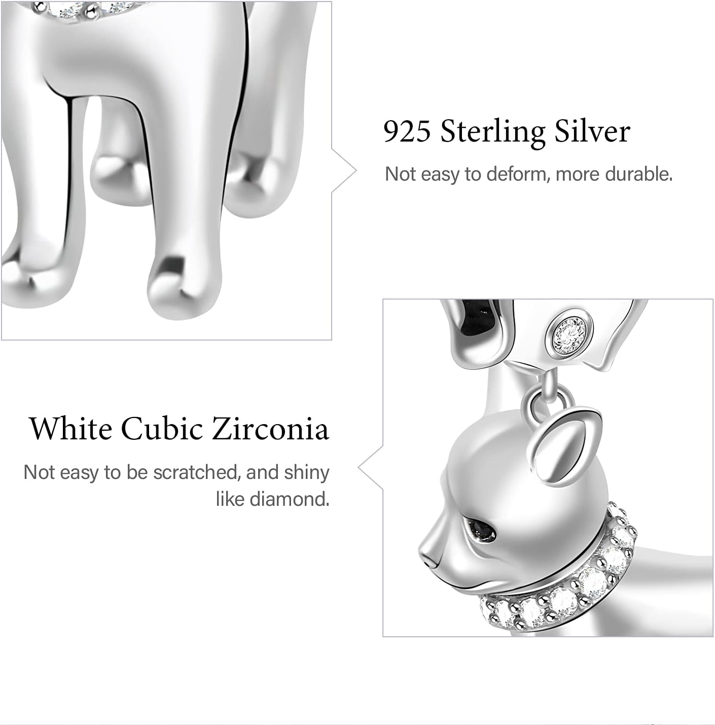 GNOCE Puppy Charms for Bracelet/Necklace 925 Sterling Silver Chihuahua Dangle Charms For Women Special Gifts for Dog Lovers Animals Lover Wife Daughter Girlfriend