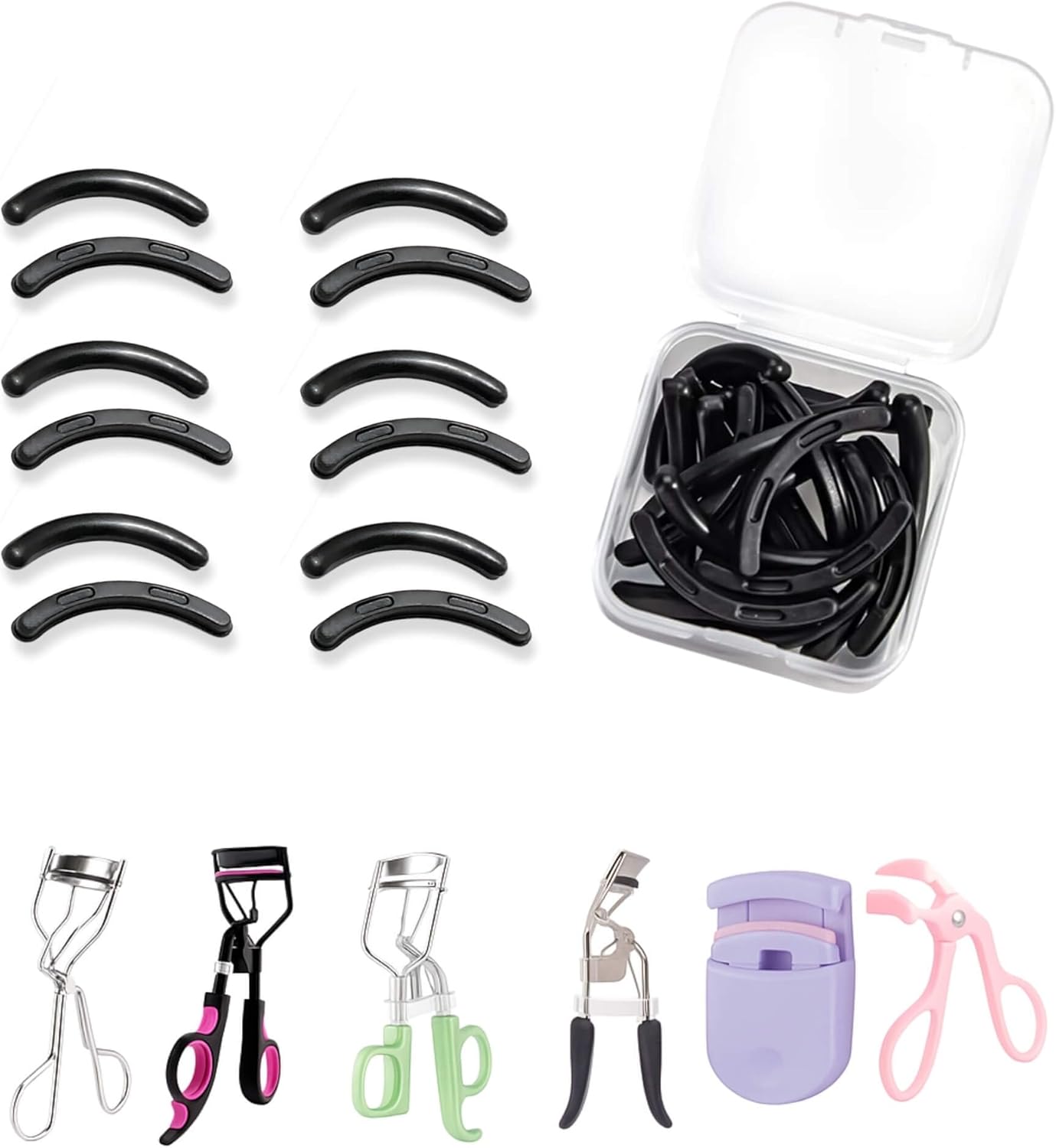 48PCS Eyelash Curler Refill Pads Compatible with Shiseido, Soft Silicone Replacement Pads, Universal Fit for Home Salon Use Trimmable Gentle for Daily Styling