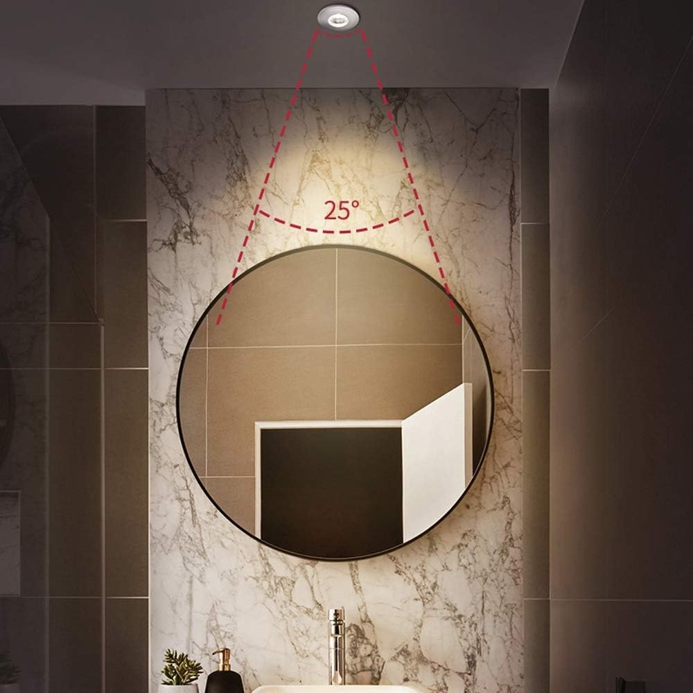 IP65 Bathroom Spotlights Recessed Ceiling Lights Accent Lamp, 12W Kitchen Decoration Wall Lamp 3000K 4000K AC110-240V Round Panel Downlight, for Hallway Stage Ceiling Lighting Fixture High Brigh