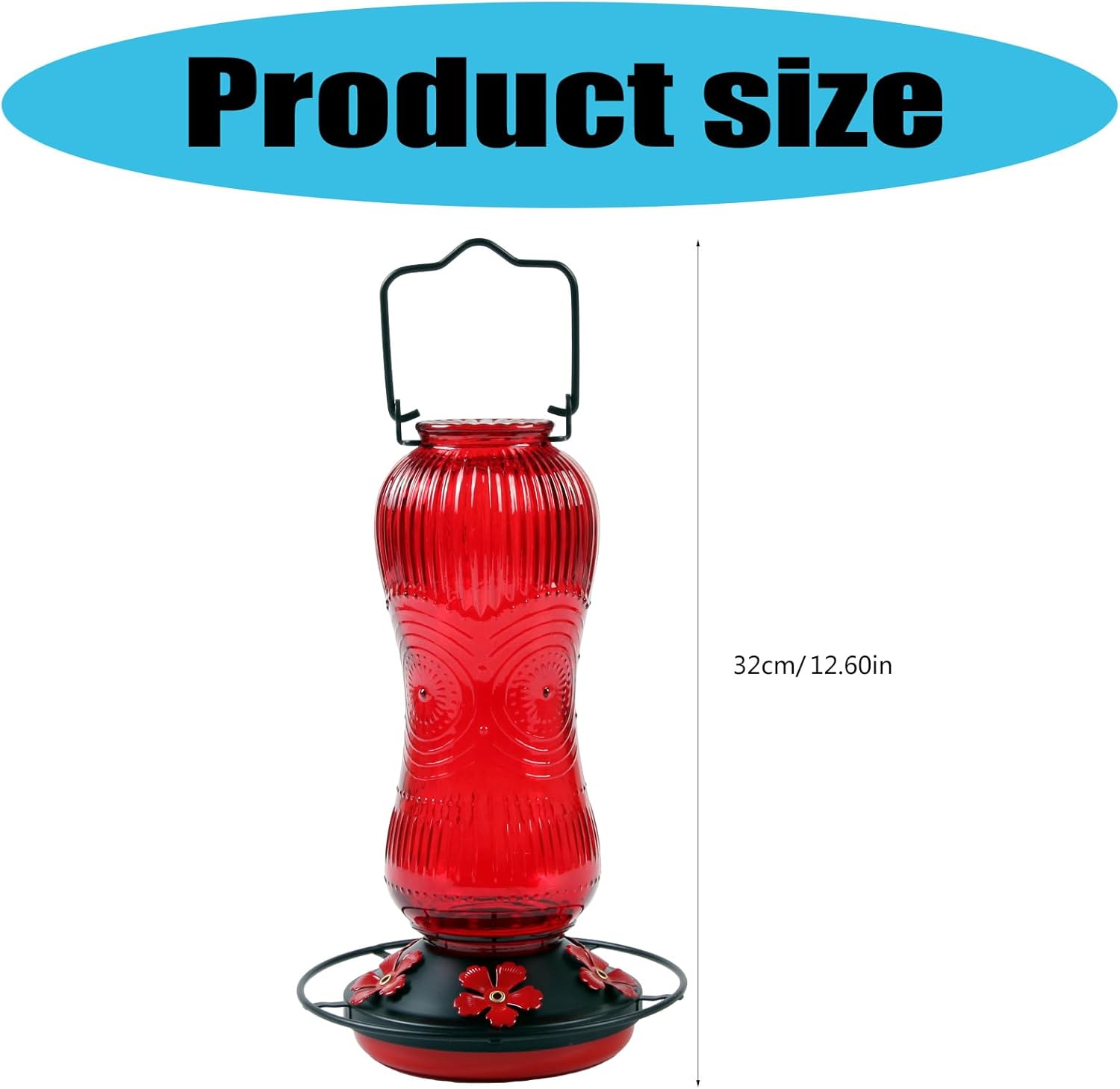 Glass Hummingbird Feeder 26floz Outdoor Hanging Dispenser with Wide Neck for Effortless Refilling & Birdwatching Weather Hummingbird Feeder