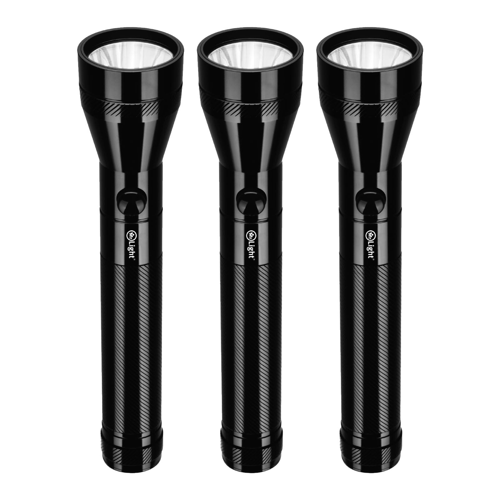 Mr. Light 3 Pieces Rechargeable LED Flash Light, Operating Time 3 Hours, Continuous Coverage 2300 Meters, Water Resistant, Corrosion Resistant And Durable - Mr.222