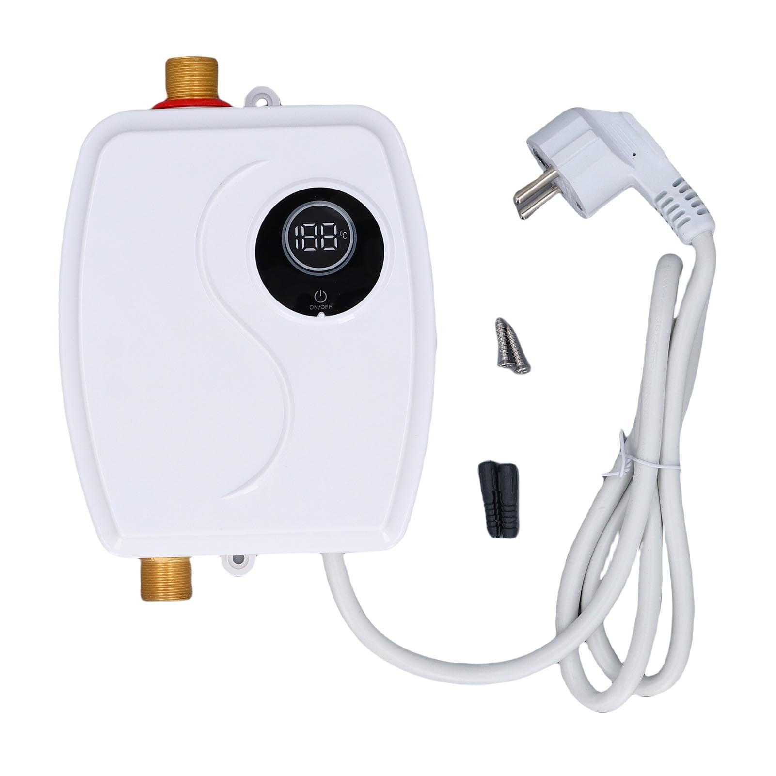 Mini scaldabagno elettrico, touchscreen IPX4, bianco | Design compatto con montaggio a parete per appartamento, cucina, bagno e