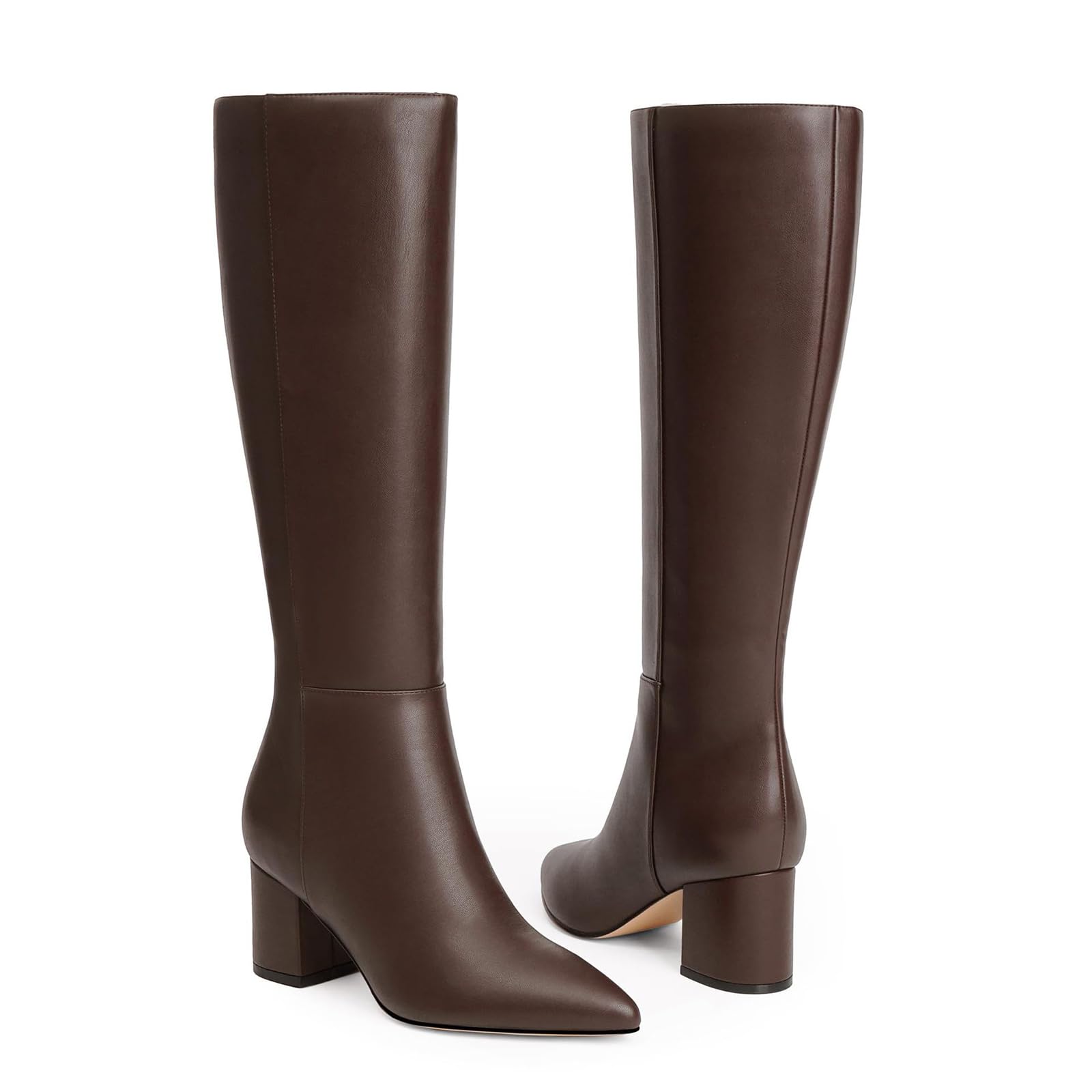 5CM Knee-High Boots Punta Punta Tacco Spesso Stivali delle Donne Lato Cerniera Tacco Alto Stivali Autunno delle Donne