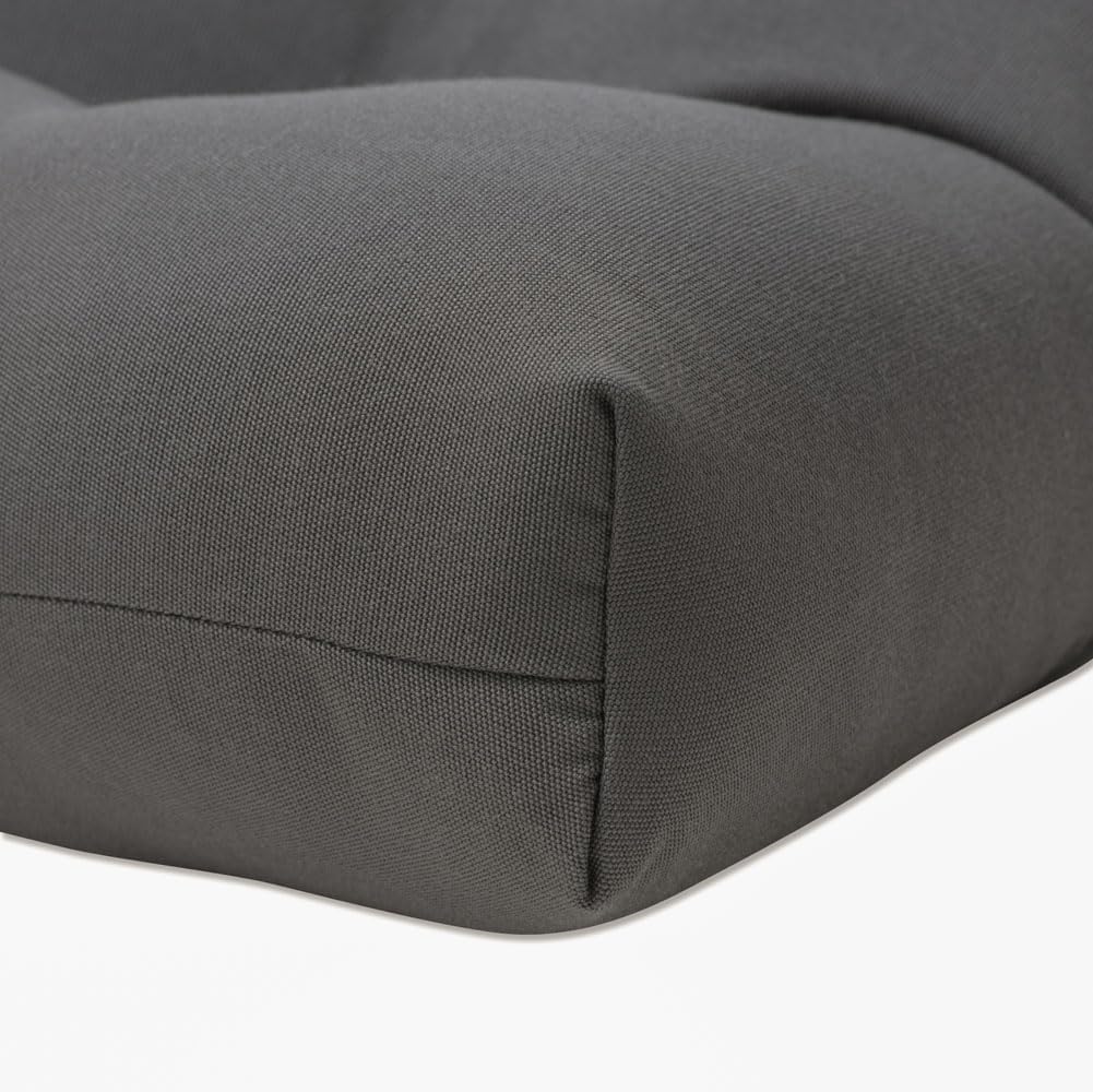 Pillow Perfect Fortress Solid Indoor/Outdoor Patio Reversible Chairpad with Ties, Weather and Fade Resistant, 2 Count, Grey, 15.5"x14.5"