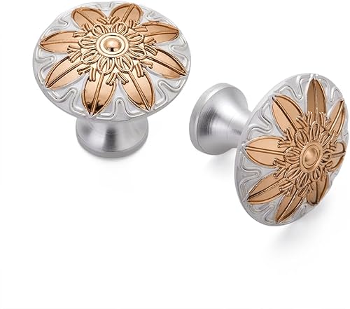 Aandxomk - Juego de 10 pomos de oro blanco de 1.16 pulgadas, herrajes para gabinete de cocina, oficina, baño, tocador, cajón, armario, pomos de