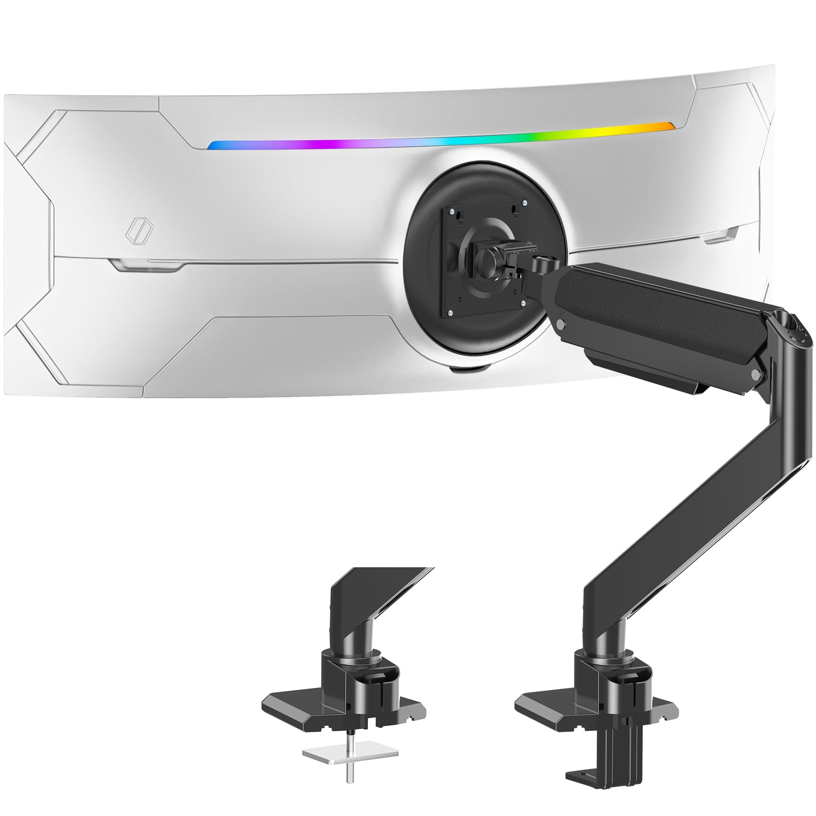 ELIVED Ultrawide Monitor Arm für Max 49 Zoll Bildschirm, Monitor Halterung Für schwerere Monitore 2-20kg mit VESA 75/100mm, Gasfeder Monitorarm mit Neigbar, Schwenkbar, Drehbar, EV3227