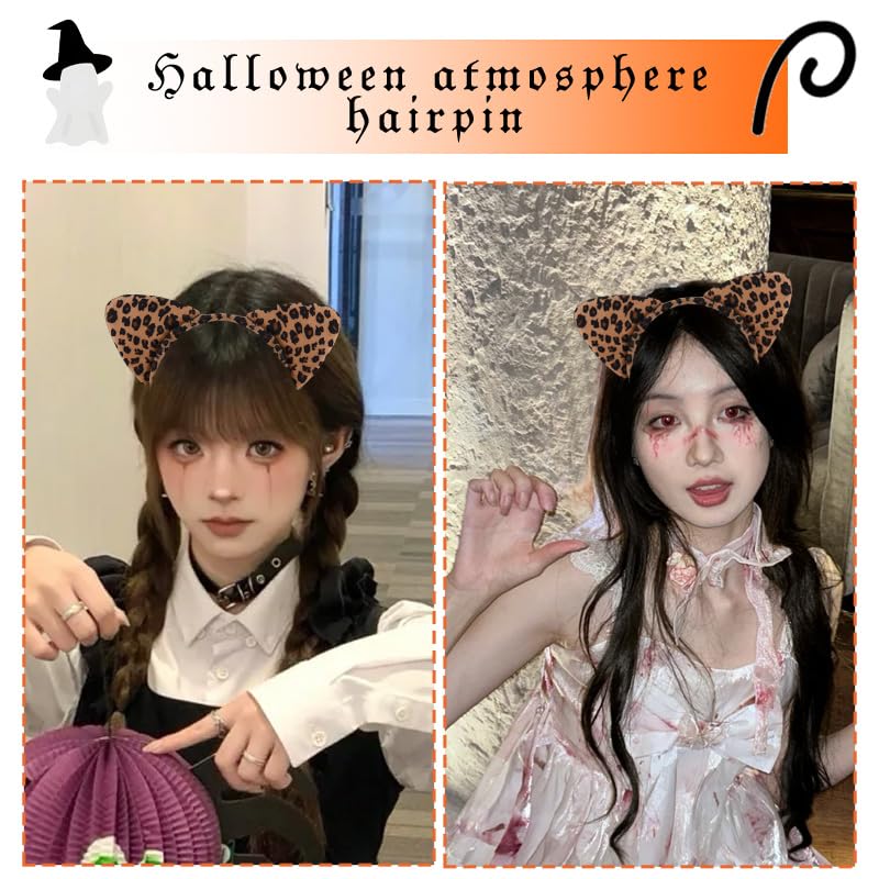 ShiQiao Spl Leopard Cat Ears Headbands for Women Halloween Hair Bands Hoops Womens Cheetah Print Hairband Headpiece Animal Kitty Ear Headband Headwear for Women Halloween Birthday Christmas Gift - Image 3