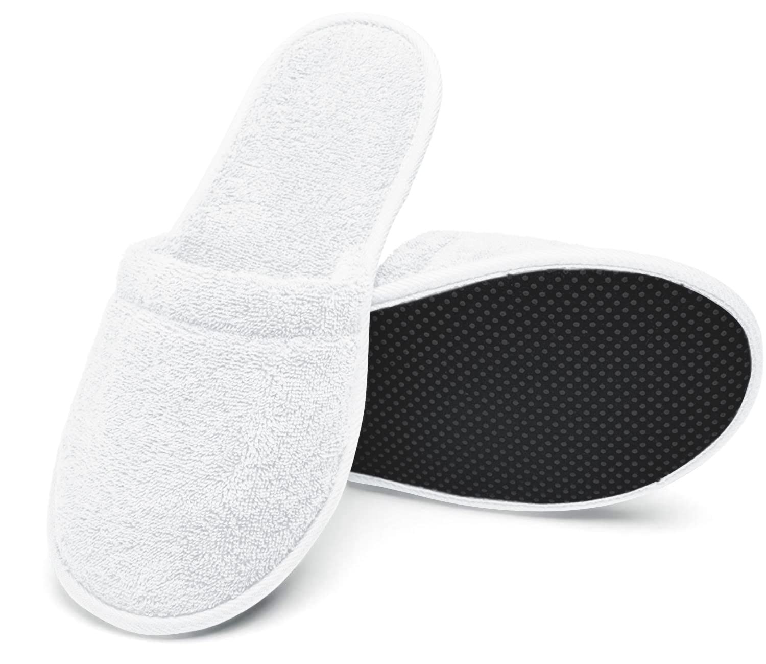Arus Zapatillas Baño – 2 Par de Mules Unisex en Rizo de Algodón 100% – Antideslizantes, Ligeras, Transpirables – Talla 38/42 o 43/46 – para Spa, Hotel, Ducha, Piscina, Viaje