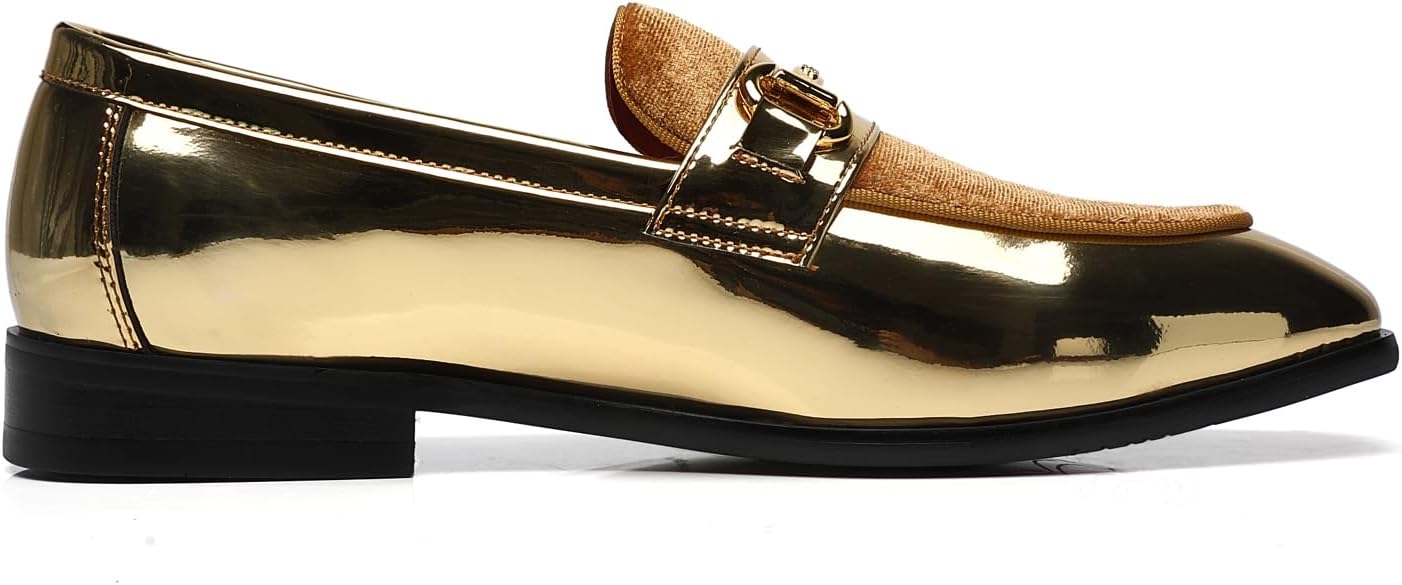 ELANROMAN Mens Dress Loafers Classic Patent Velvet Penny Tuxedo Shoes - Image 3