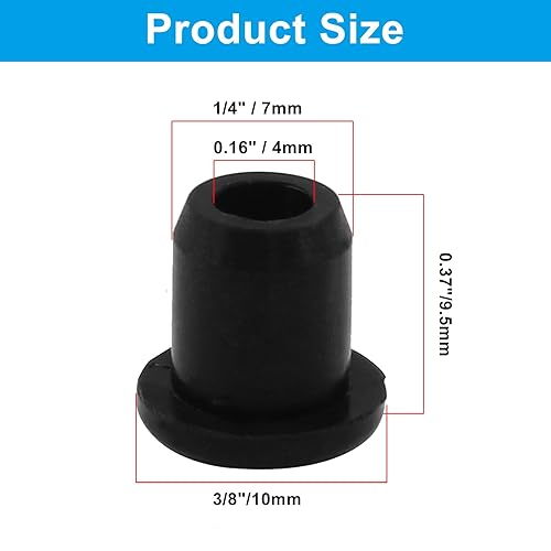 Miniatura 7 de Hordion 15 ojales de goma con orificio de taladro de 58 pulgadas, orificio de identificación de 14 de pulgada, tapones negros para tubos de vinilo,