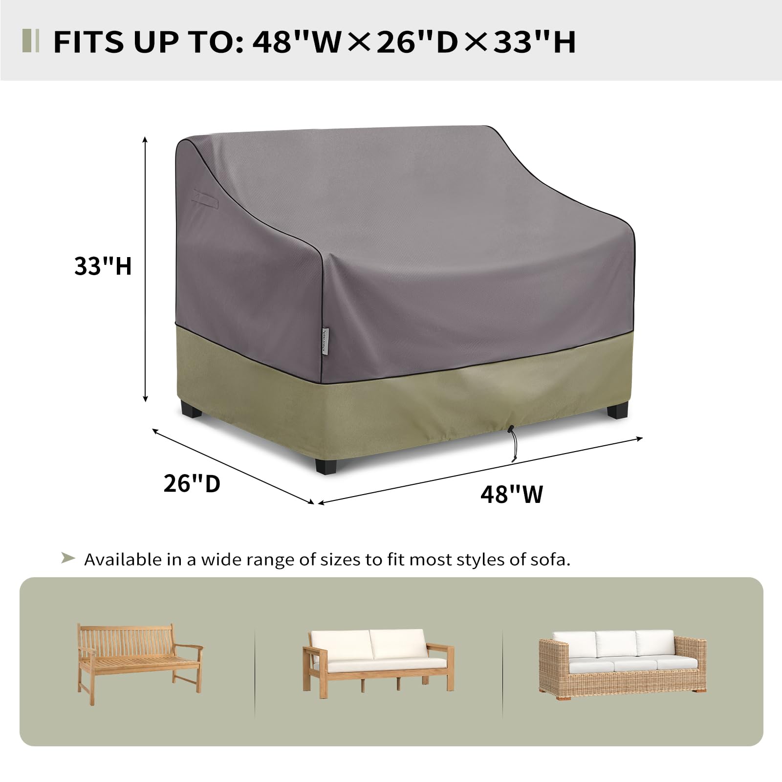 KylinLucky Pokrowce na meble ogrodowe wodoodporne, pokrowiec na patio pasuje do 102 szer. x 66 gł. x 80 cm wys