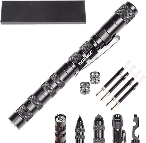 DGEMOC Regalo para hombres, bolígrafo táctico 8 en 1, multiherramienta, linterna Edc, regalos de cumpleaños geniales para hombres, novio, marido,
