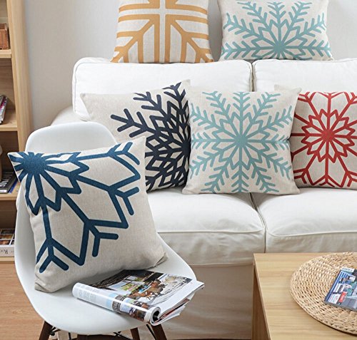 Scandinavian Modern Geometric Abstract Black Snowflake Pattern Merry Cotton Linen Pillow Case Cushion Cover Decorative Sofa Bedroom And Living Room #TOP2
