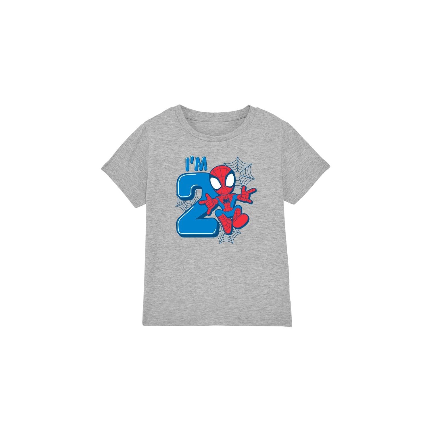 Spiderman Boys Cute Spidey Birthday 2 Unisex Kids T-Shirt, Athletic Heather, 5-6 Years UK