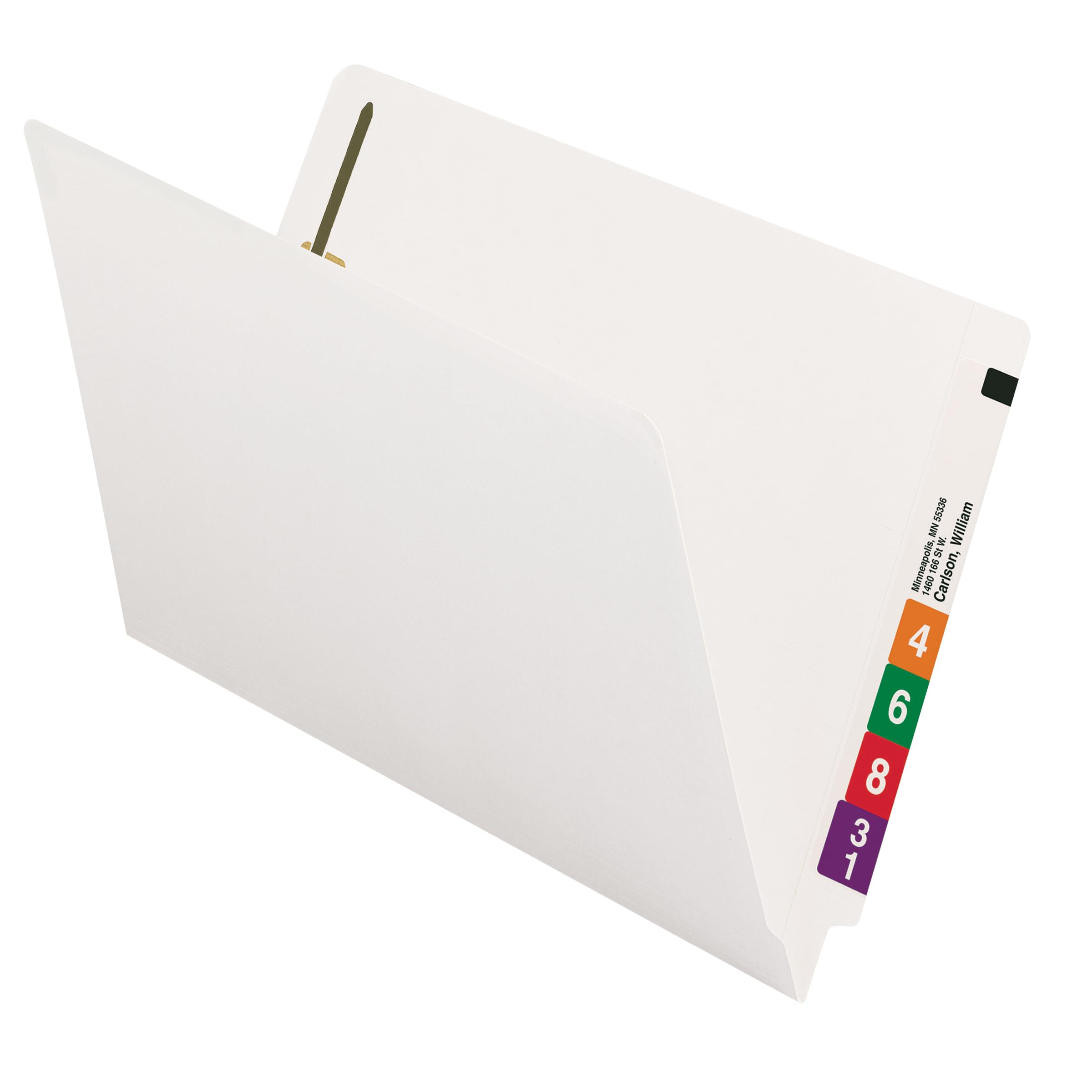 Smead Shelf-Master® 28840 Dokumentenmappe, verstärkt, gerader Schnitt, 2 Verschlüsse, legale Größe, Weiß, 50 Stück pro Box