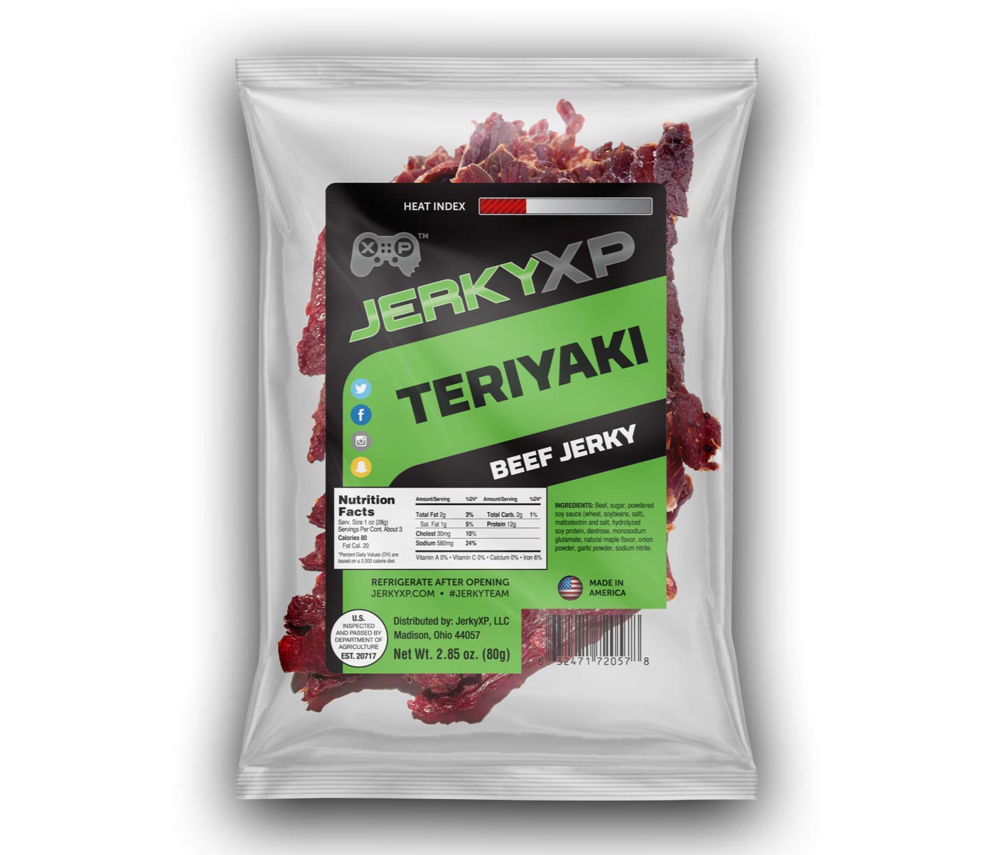 JerkyXP Beef Jerky (Teriyaki, 2.85-Ounce)