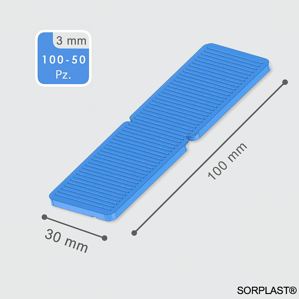 50 Spessori Plastica Divisibili 30x100 mm Distanziatori Piastrelle PVC Finestre 1-5 mm