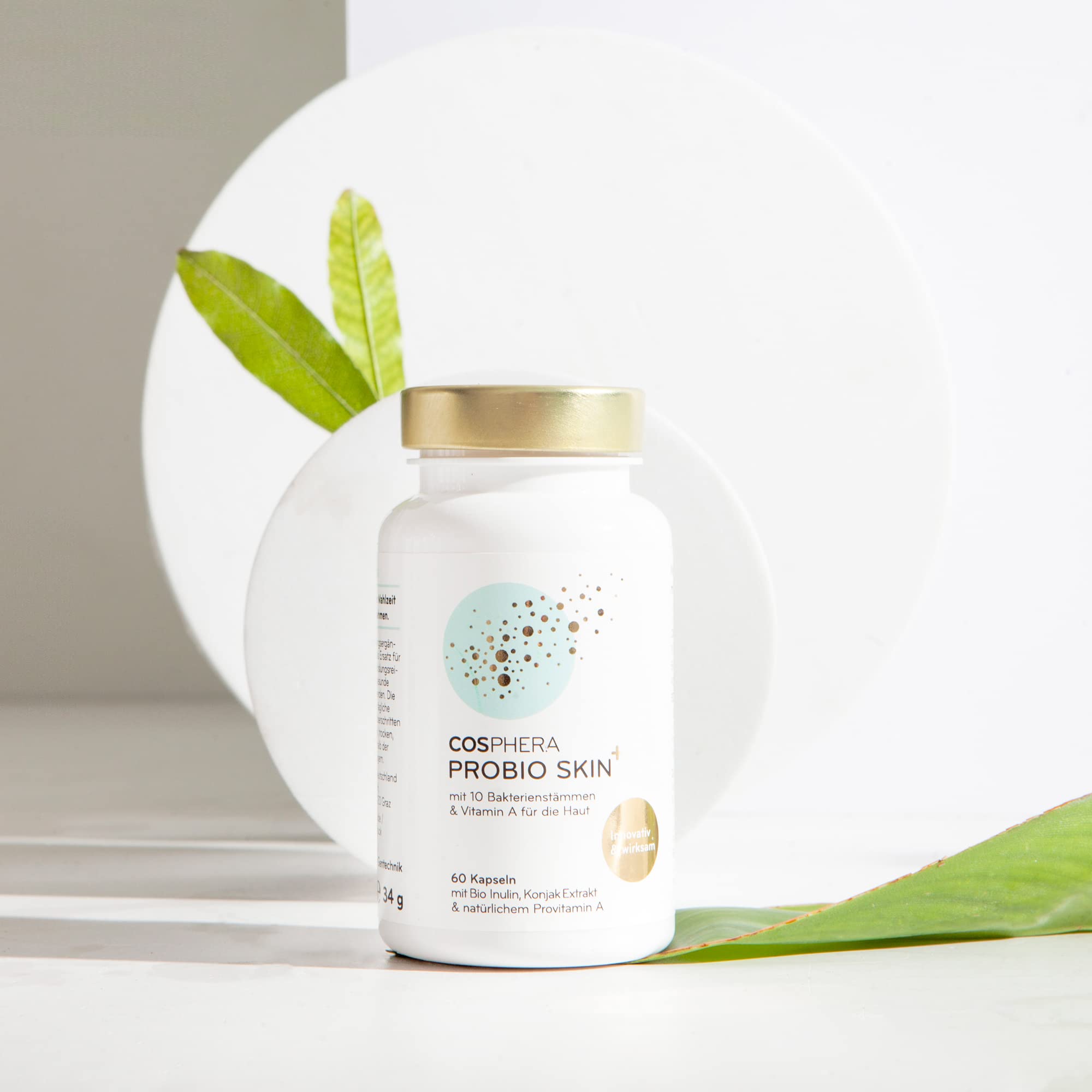 Probio Skin Kapseln Hochdosiertes Probiotikum Vegan I Probiotika & Präbiotika - Angereichert mit Bio Inulin, Vitamin A und Konjak Wurzelextrakt - 60 Kapseln