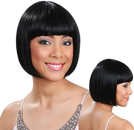 Amazon Wasaio レディースショートカーリーウィッグショートボブウィッグブラックストレートヘア 色 黒 Wasaio ヘアスタイリング剤 通販