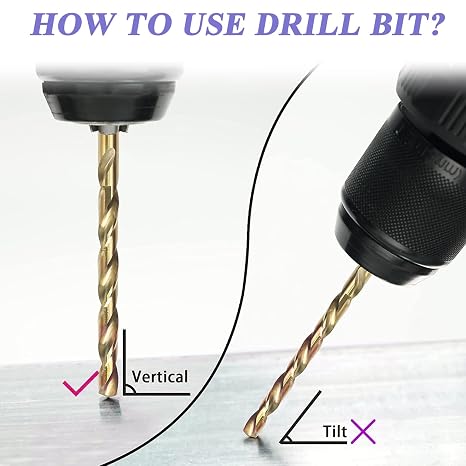 50Pcs Titanium Coated Metal Twist Drill Bits, HSS Drill Bit Set