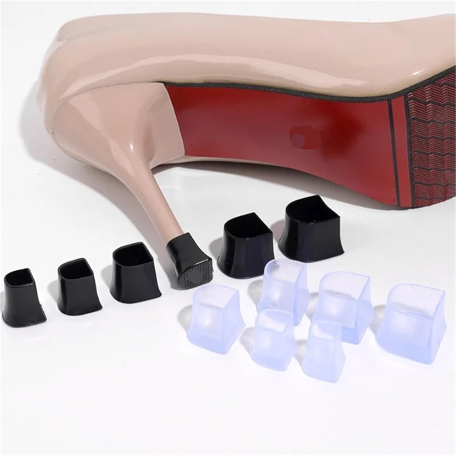 Heel Protectors 50/100Pairs High Heel Protector Caps Anti-Slip Stopper Black Transparent Noise Reduction Shoe Heel Cover for Women Shoe Accessories for Shoes Grass(Transparent,50Pairs,Large)